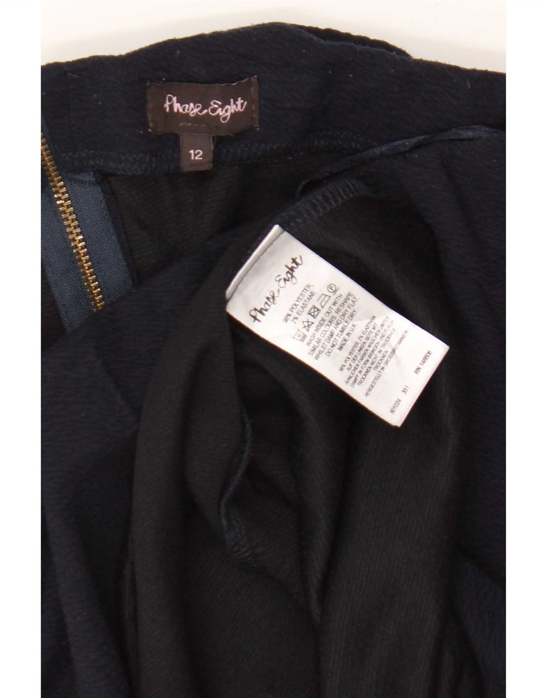 Gonna dritta da donna Phase Eight UK 12 media W32 poliestere blu navy
