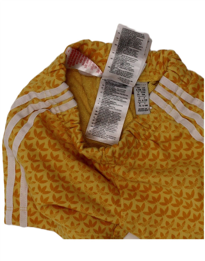 ADIDAS Baby Boys Graphic Sport Shorts 6-9 Months  Yellow Spotted Cotton
