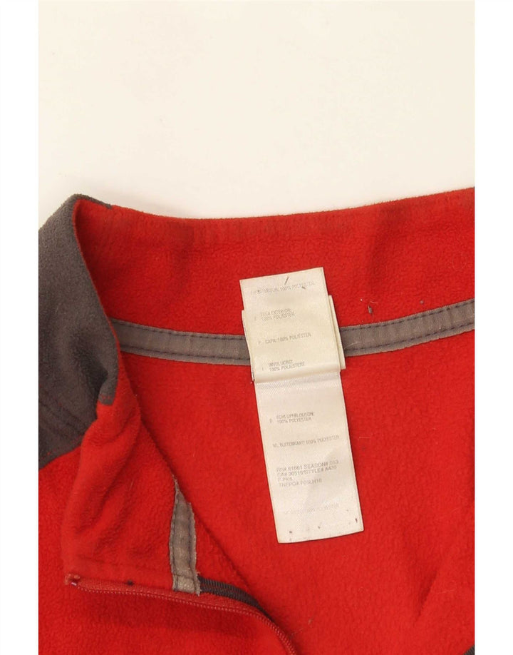 Maglione in pile da uomo The North Face con zip e collo, grande, in poliestere color block rosso