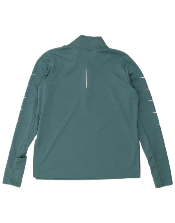 Top Nike da uomo Dri Fit con zip e collo grafico a maniche lunghe in poliestere verde medio
