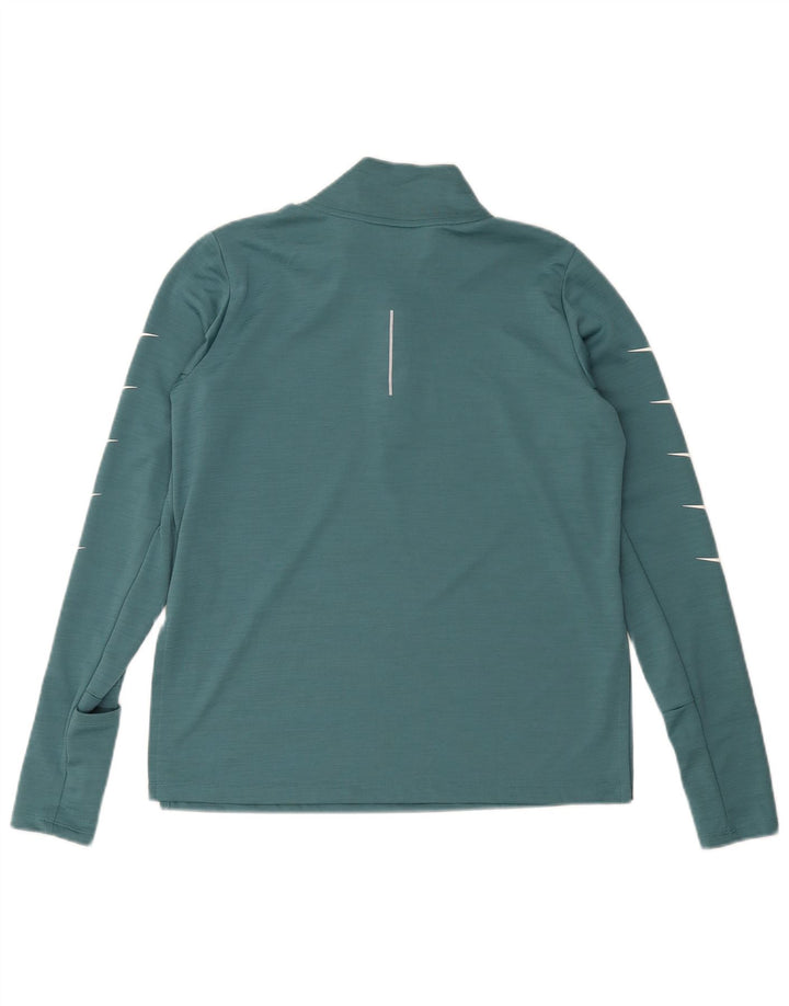 Top Nike da uomo Dri Fit con zip e collo grafico a maniche lunghe in poliestere verde medio