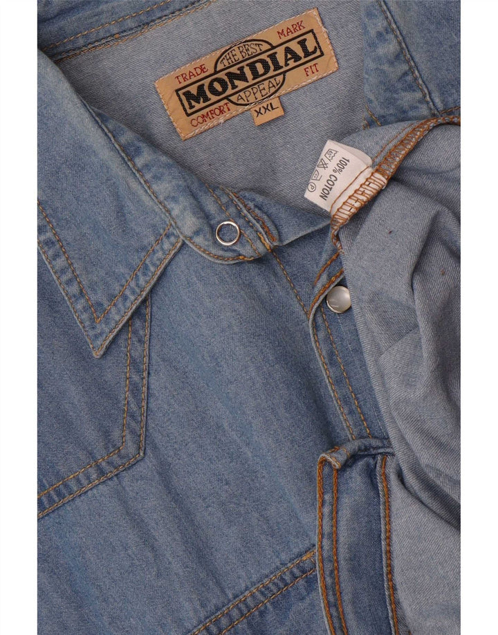 Camicia Mondial Uomo in Denim 2XL Cotone Blu