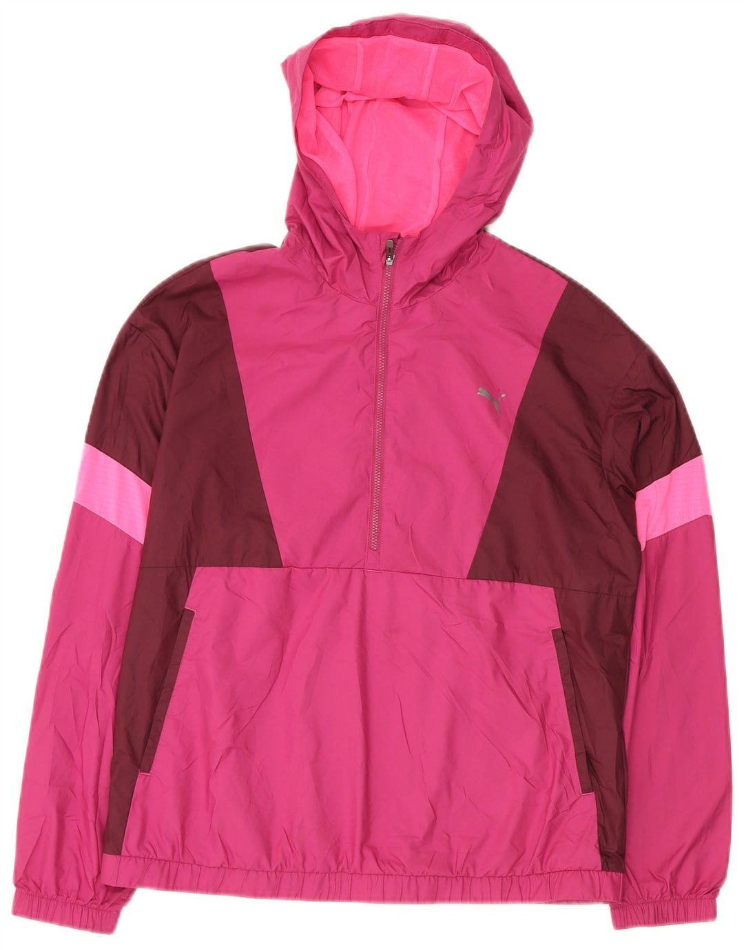 Giacca antipioggia oversize con cappuccio PUMA da donna UK 10 Small Pink Colourblock