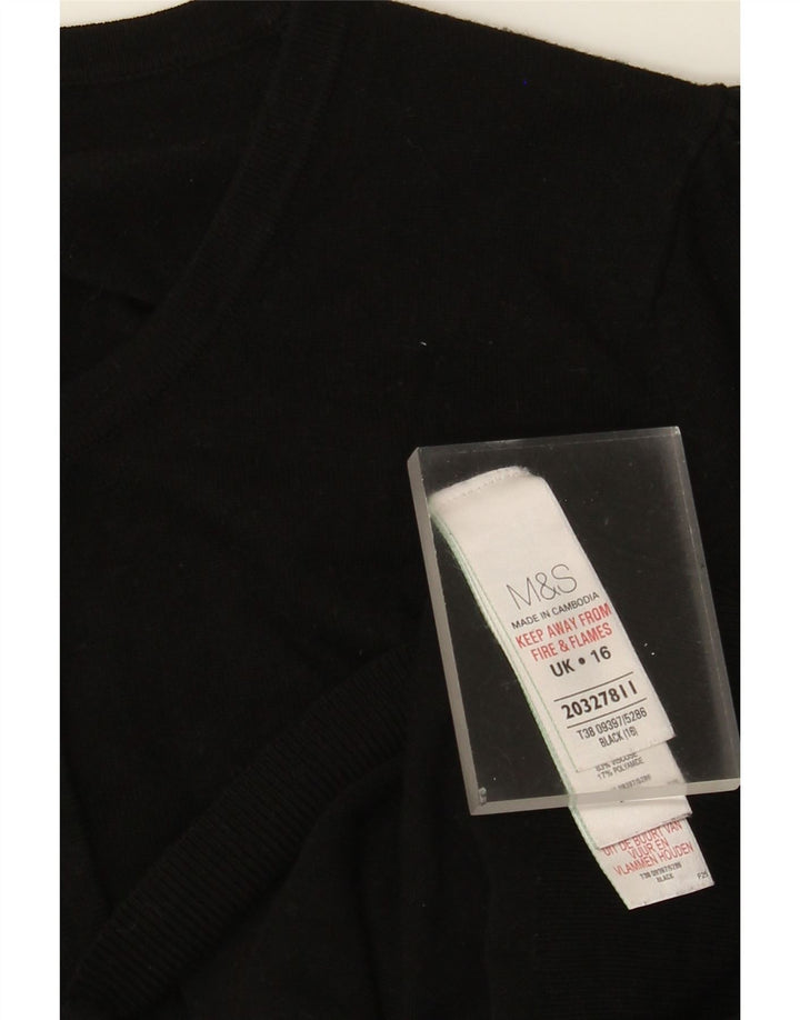 Maglione cardigan da donna Marks & Spencer UK 16 grande viscosa nera