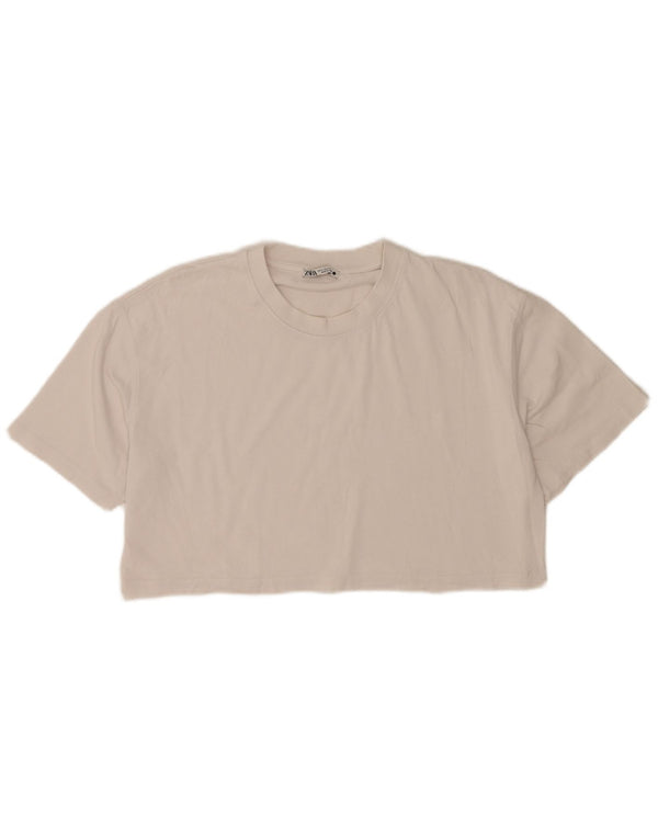 T-shirt corta oversize da donna Zara UK 14 bianca media