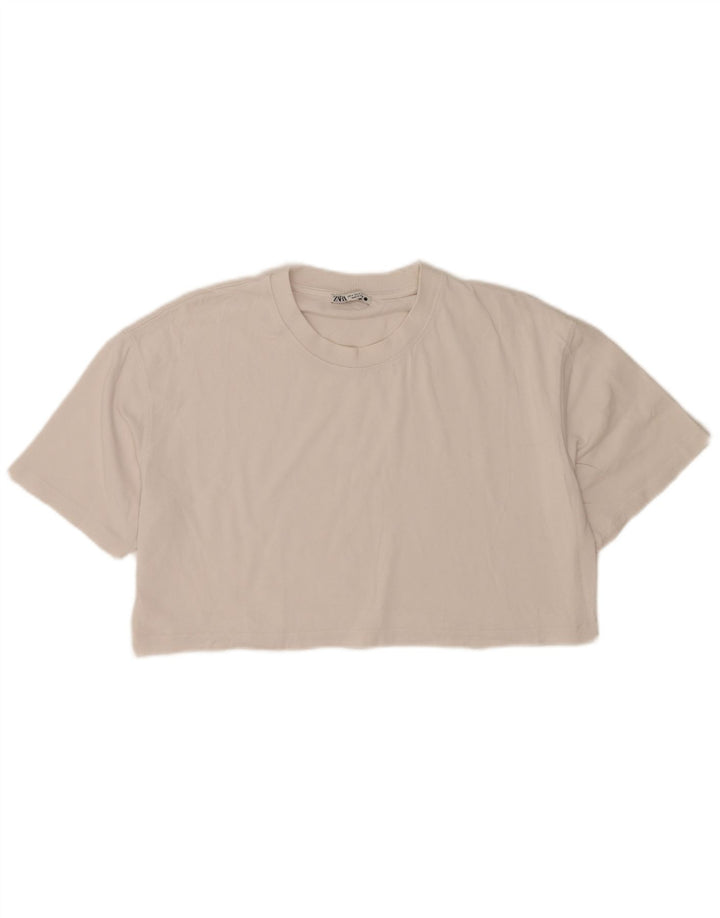 T-shirt corta oversize da donna Zara UK 14 bianca media