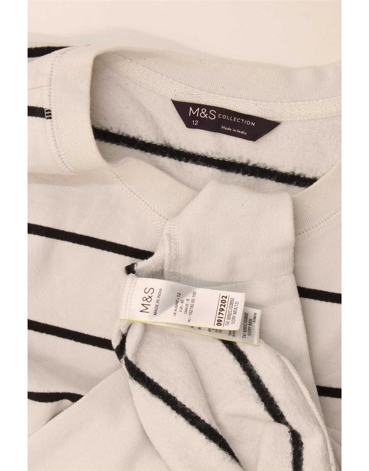 Felpa da donna Marks & Spencer UK 12 Cotone a righe bianche medie