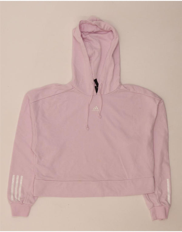 Maglione con cappuccio corto da donna Adidas UK 12/14 Cotone rosa medio