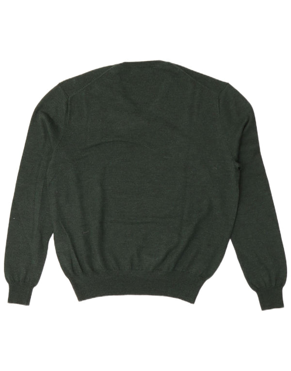 Polo Ralph Lauren Mens V-Neck Jumper Sweater Medium Green Merino Wool