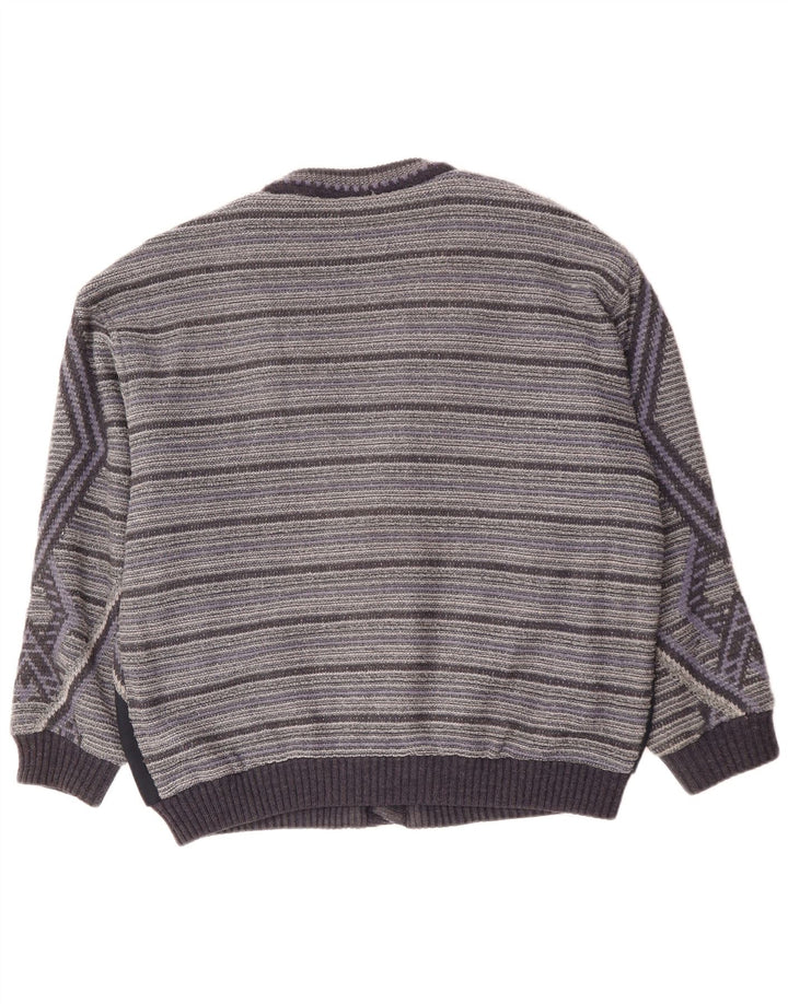 Maglione cardigan da uomo VINTAGE XL acrilico geometrico grigio