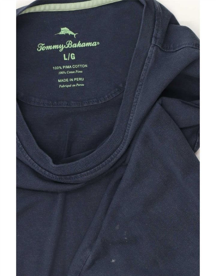 Tommy Bahama Top da uomo a maniche lunghe di grandi dimensioni in cotone blu navy