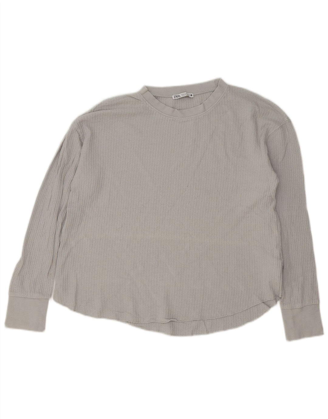 Top Zara da donna oversize a maniche lunghe UK 10 piccolo in cotone grigio