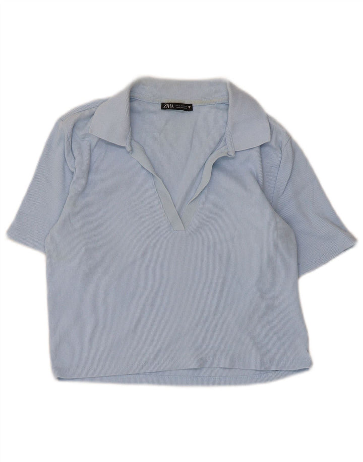 Polo corta da donna Zara UK 14 grande blu