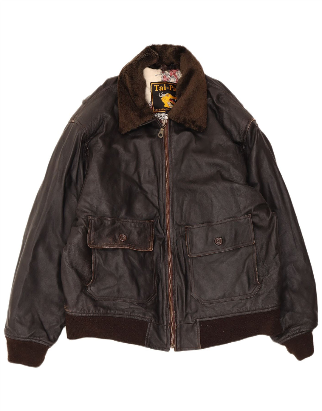 Giacca in pelle vintage da uomo UK 42 XL in pelle marrone