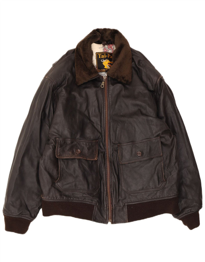 Giacca in pelle vintage da uomo UK 42 XL in pelle marrone