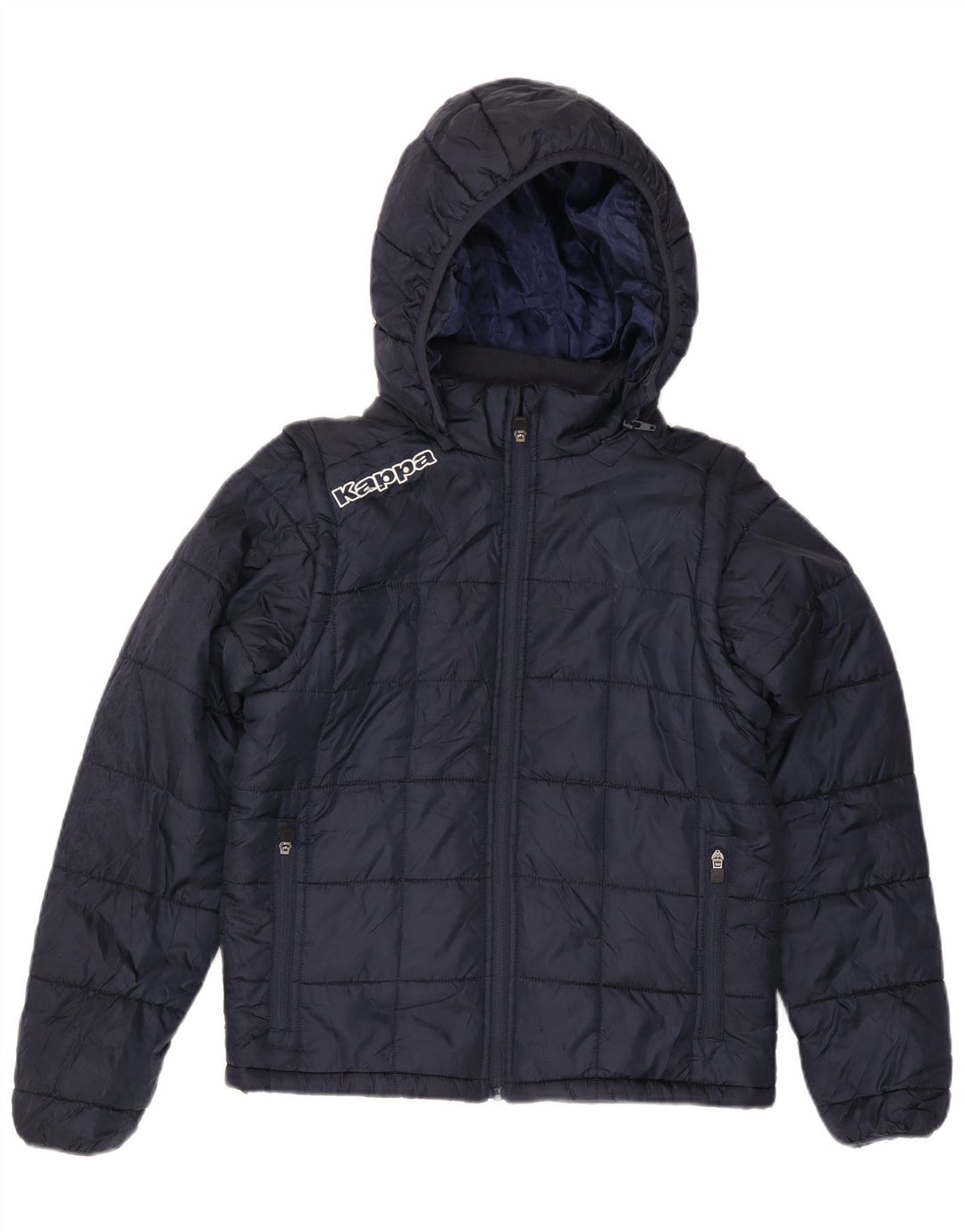 Giacca imbottita con cappuccio grafico da uomo Kappa UK 36 Small poliestere blu navy