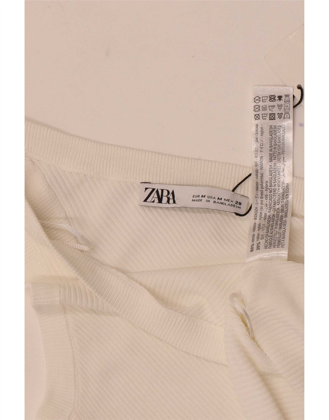 Top monospalla da donna Zara UK 12 viscosa bianca media