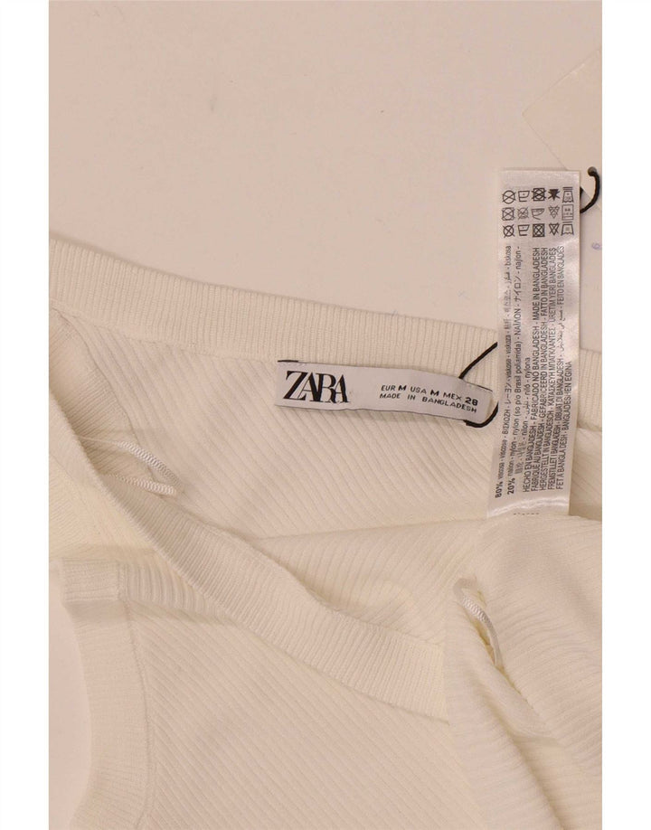 Top monospalla da donna Zara UK 12 viscosa bianca media