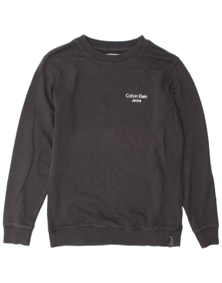 Calvin Klein Jeans Uomo Regular Fit Felpa Maglione Piccolo Cotone Grigio