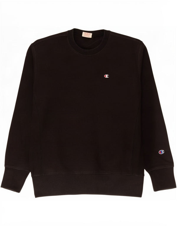 Felpa Champion da uomo con trama inversa, maglione medio, cotone nero