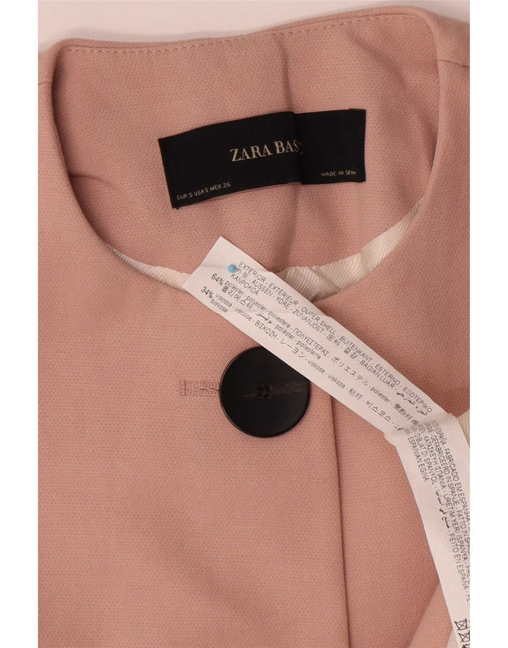 Giacca blazer a 2 bottoni corta da donna Zara UK 10 piccola rosa poliestere