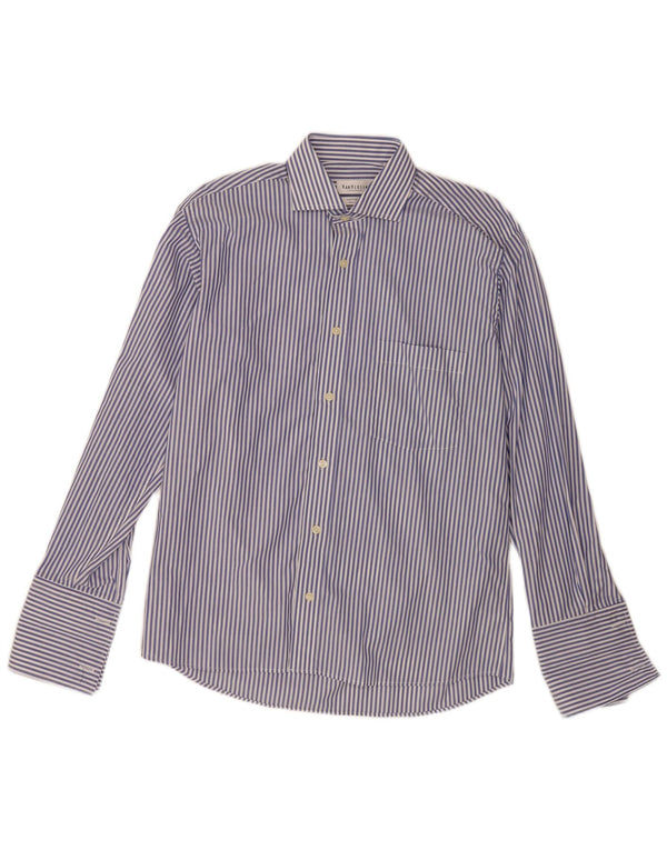 Camicia formale da uomo Van Heusen taglia 39 15 1/2 cotone gessato blu medio