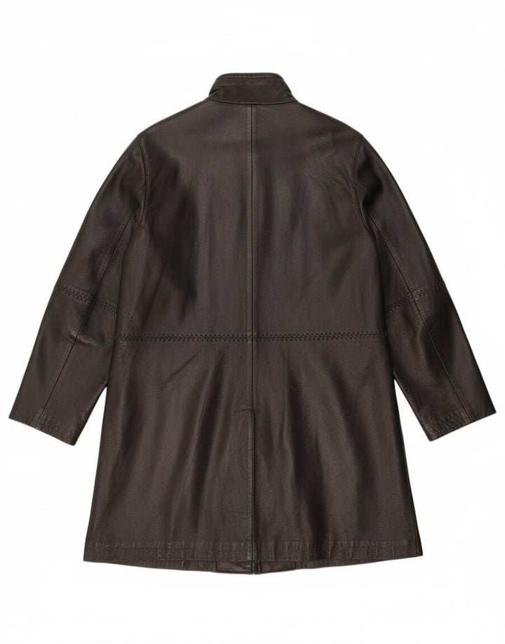 Cappotto in pelle da donna vintage UK 12 in pelle nera media