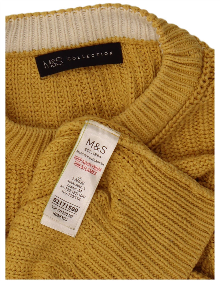 Maglione maglione girocollo da donna Marks & Spencer UK 16 grande giallo