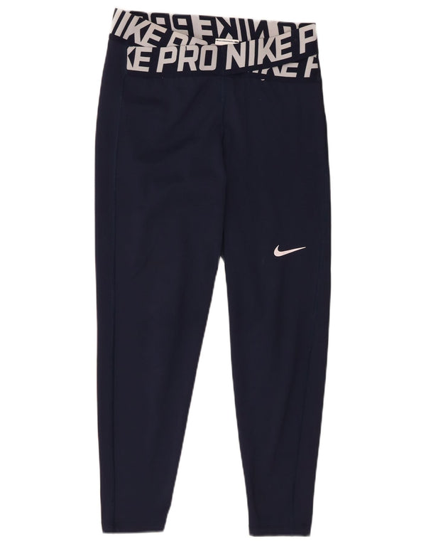 Leggings grafici Nike Dri Fit da donna UK 14 poliestere medio blu navy