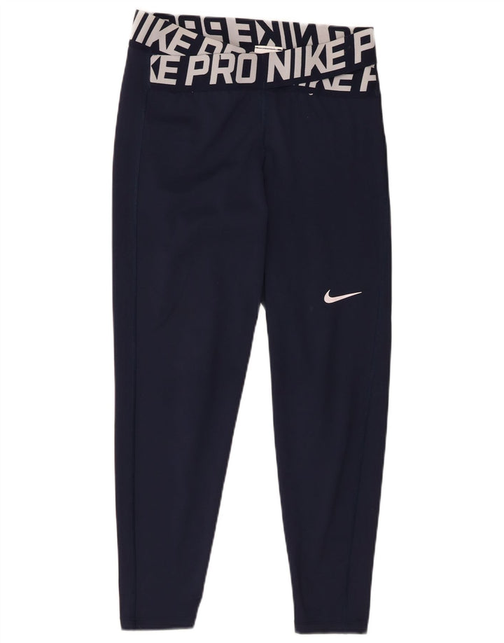 Leggings grafici Nike Dri Fit da donna UK 14 poliestere medio blu navy