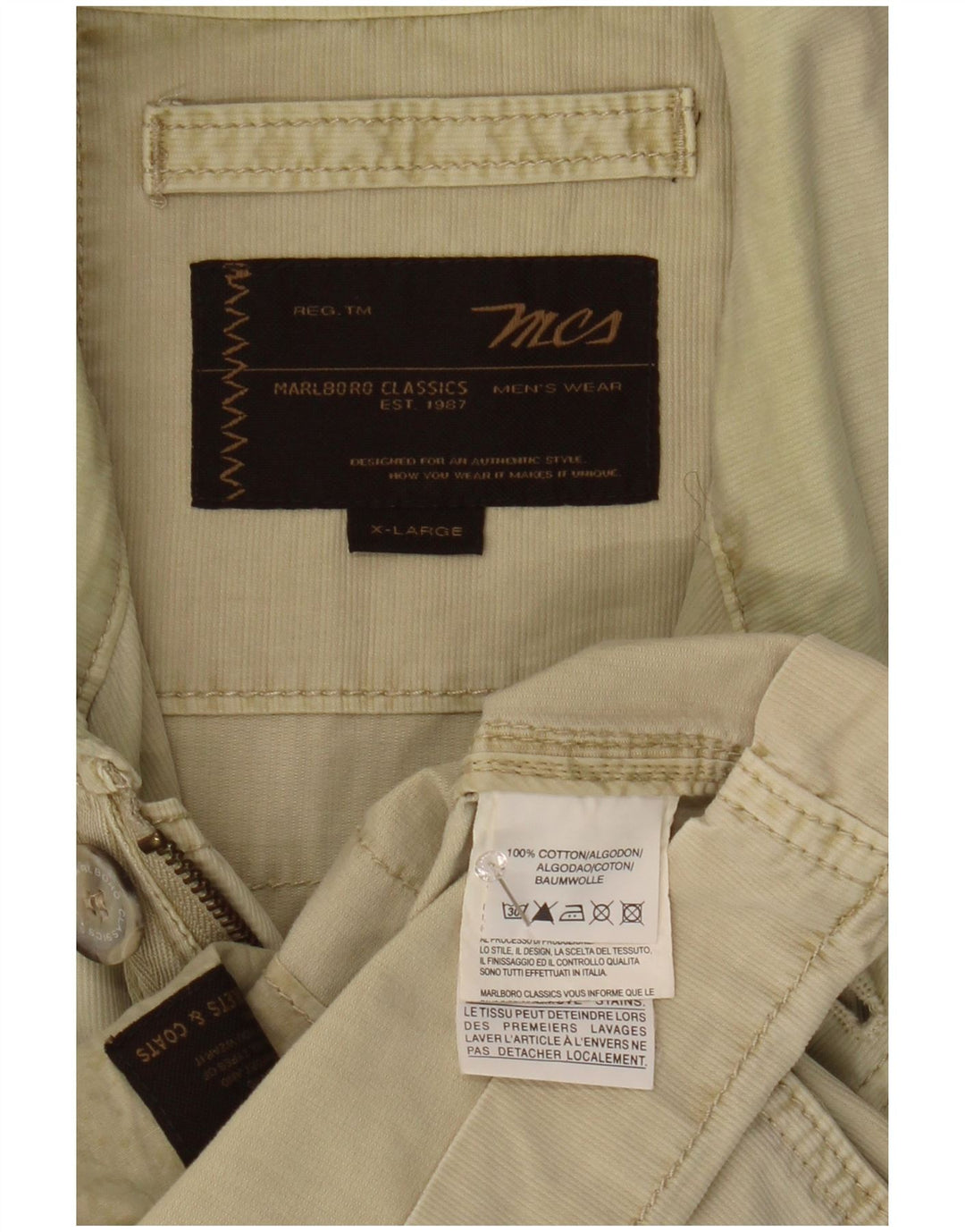 MARLBORO CLASSICS Giacca utilitaria da uomo UK 42 XL Cotone kaki