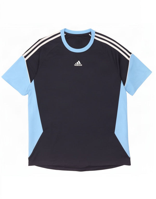 T-shirt da uomo Adidas Top UK 46/48 XL Poliestere color block blu navy