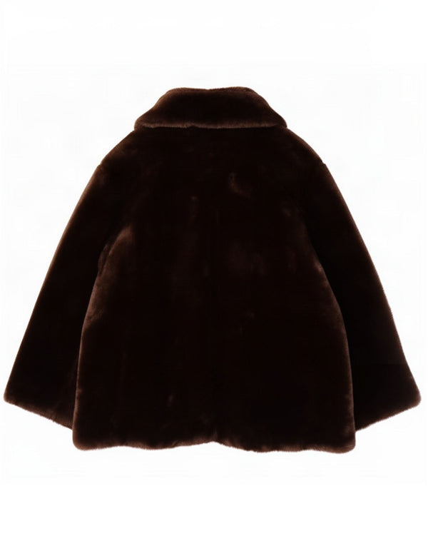Giacca vintage da donna in pelliccia sintetica UK 20 2XL acrilico marrone