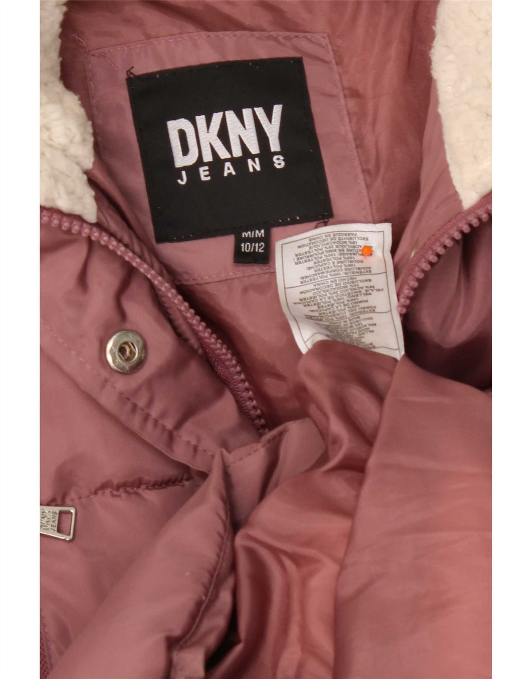 Cappotto imbottito con cappuccio per ragazze Dkny 10-11 anni in poliestere rosa medio