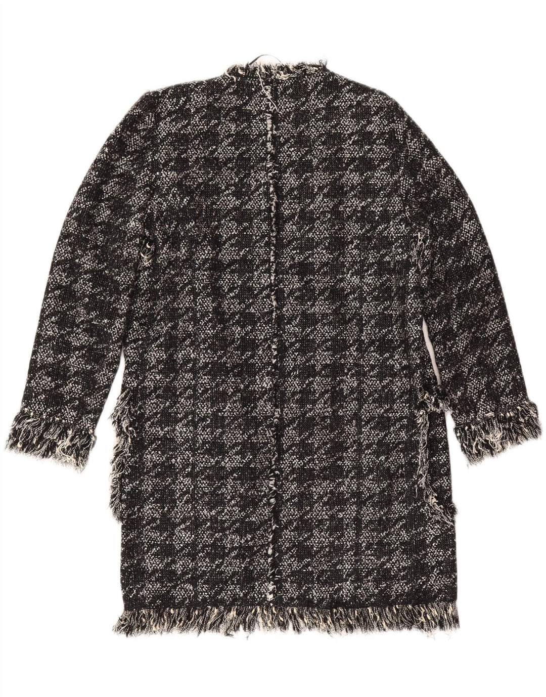 Soprabito aperto da donna Zara UK 10 piccolo cotone pied de poule nero