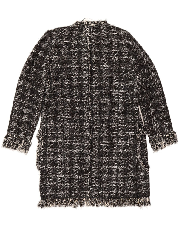 Soprabito aperto da donna Zara UK 10 piccolo cotone pied de poule nero