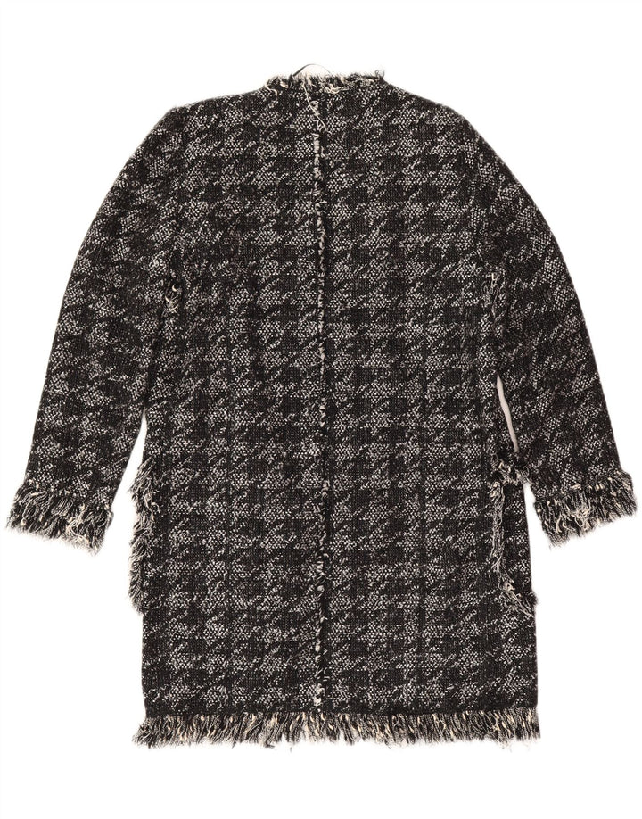 Soprabito aperto da donna Zara UK 10 piccolo cotone pied de poule nero