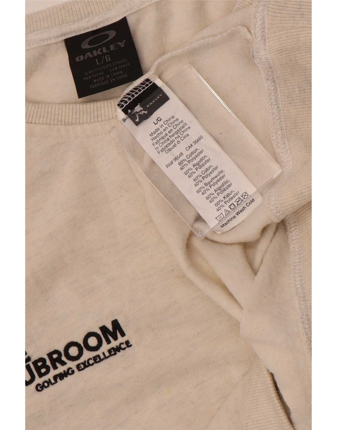 Felpa grafica da uomo Oakley, maglione grande, cotone screziato beige