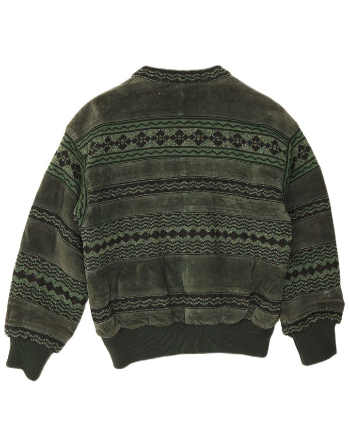 Giubbotto bomber in pelle scamosciata da uomo Breco IT 50 Large in pelle verde
