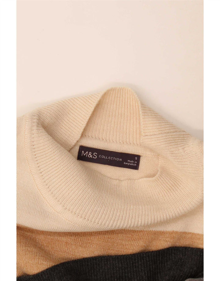 Maglione maglione a collo alto da donna Marks & Spencer UK 10 piccolo multicolore