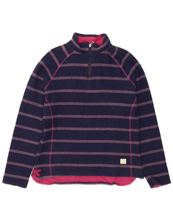 Felpa con zip 1/4 da donna Weird Fish UK 14 media a righe blu navy