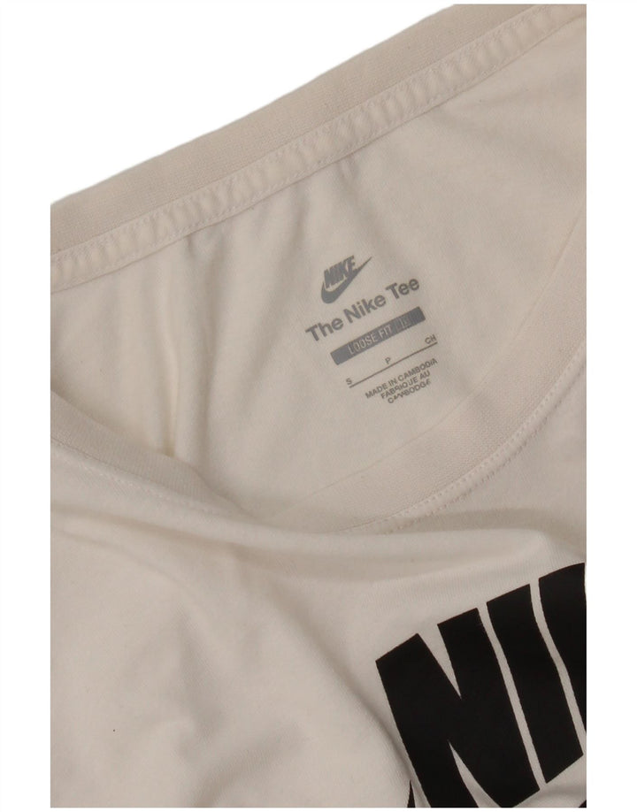 Nike - T-shirt corta con grafica oversize da donna, taglia UK 10, piccola, bianco sporco