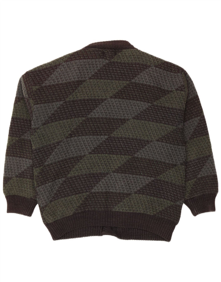 Maglione cardigan da uomo Mark Adam IT 48/50 Poliacrilico geometrico verde medio