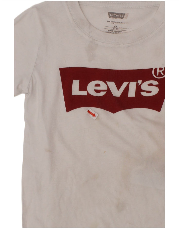T-shirt grafica per ragazzi LEVI'S Top 3-4 anni in cotone bianco
