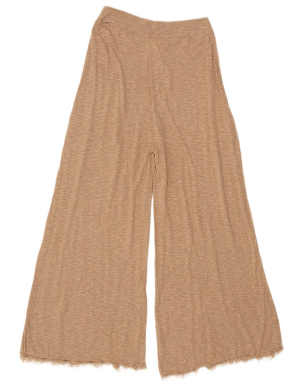 Pantaloni corti da donna Zara lavorati a maglia a gamba larga UK 12 medi W28 L23 Beige