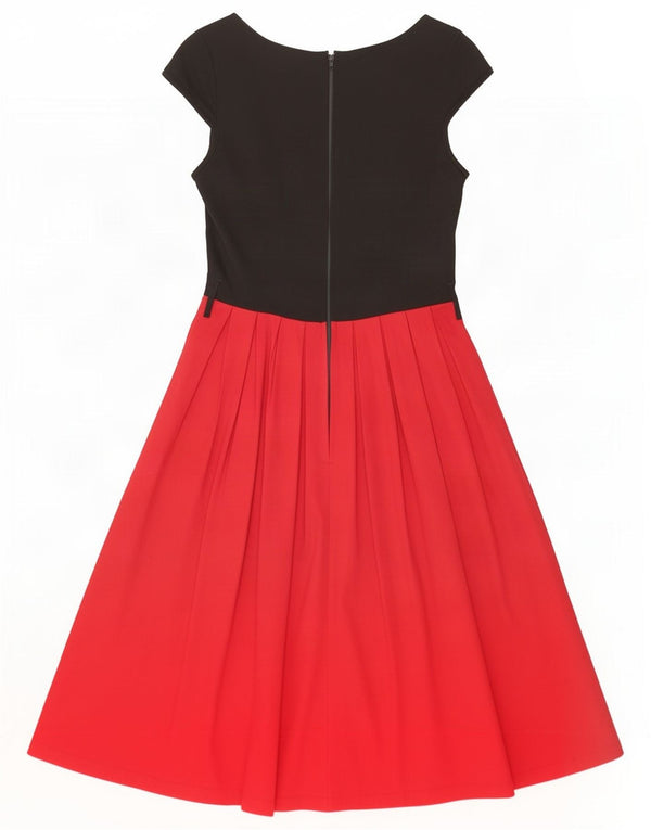 Lindy bop Abito a trapezio da donna UK 10 piccolo in cotone color block nero