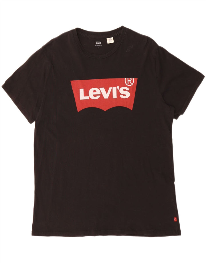 LEVI'S Mens Graphic T-Shirt Top XL Black Cotton Vintage Levi's and Second-Hand Levi's from Messina Hembry 