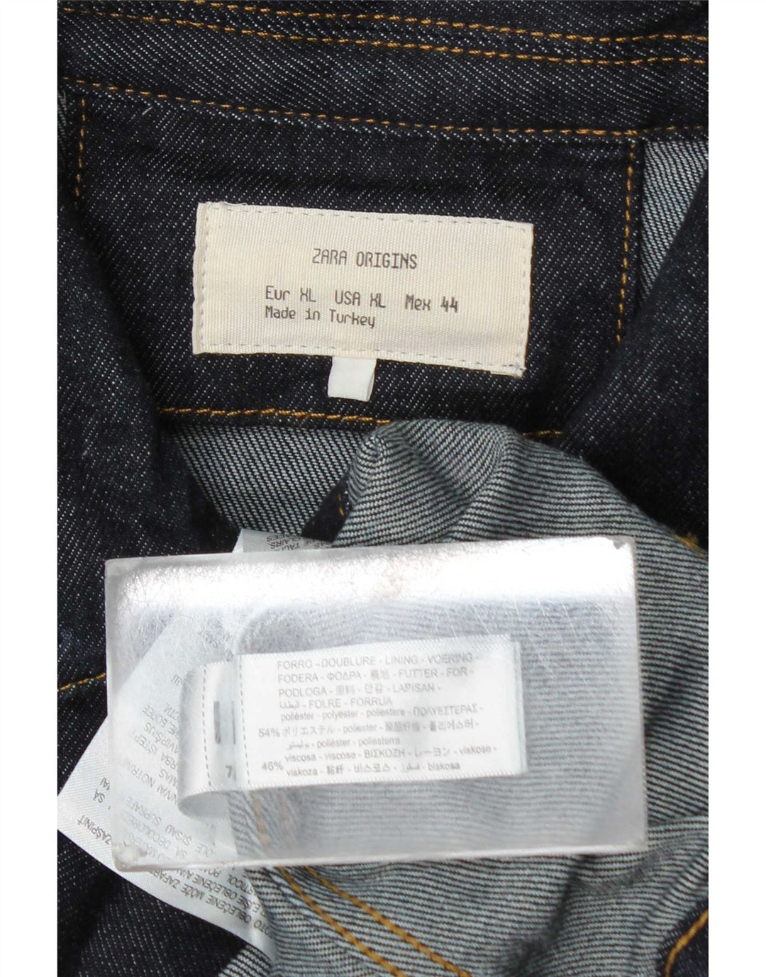 Giacca in denim da uomo Zara UK 42 XL poliestere blu navy