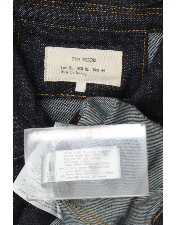 Giacca in denim da uomo Zara UK 42 XL poliestere blu navy