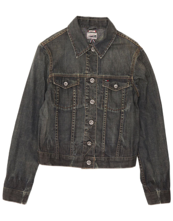 Giacca in denim corto da donna Tommy Hilfiger UK 12 cotone blu medio